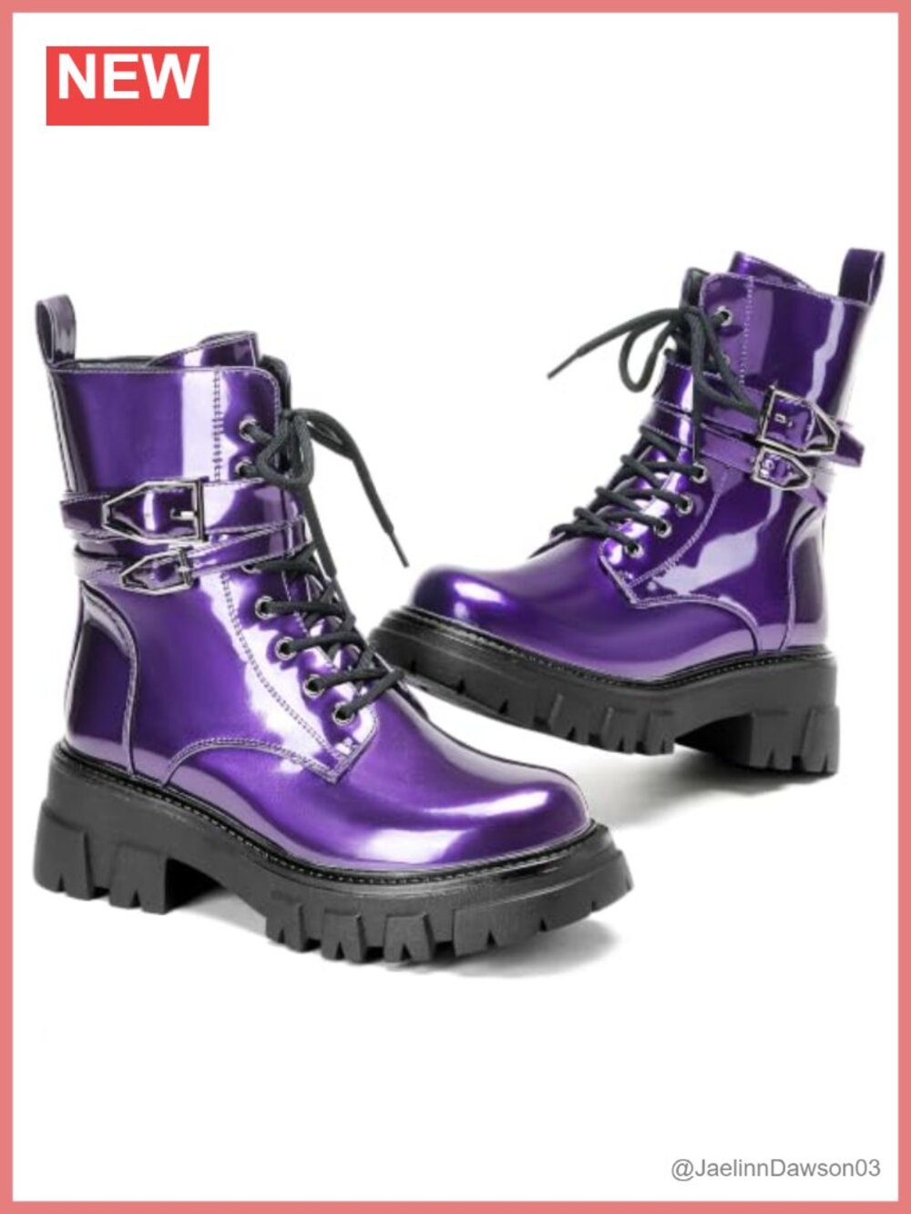 Combat Boots Women Vegan Leather Chunky Heel Lug Sole Ankle Booties